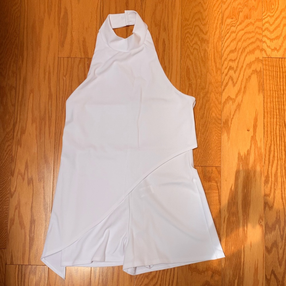 Pretty Little Thing White High Neck Romper